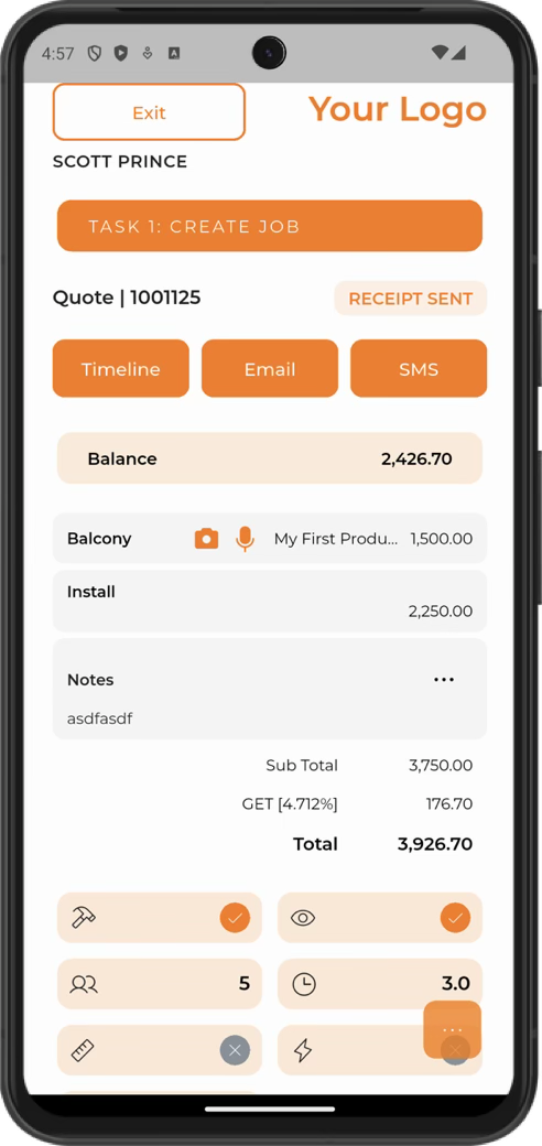 Quote screen on Android